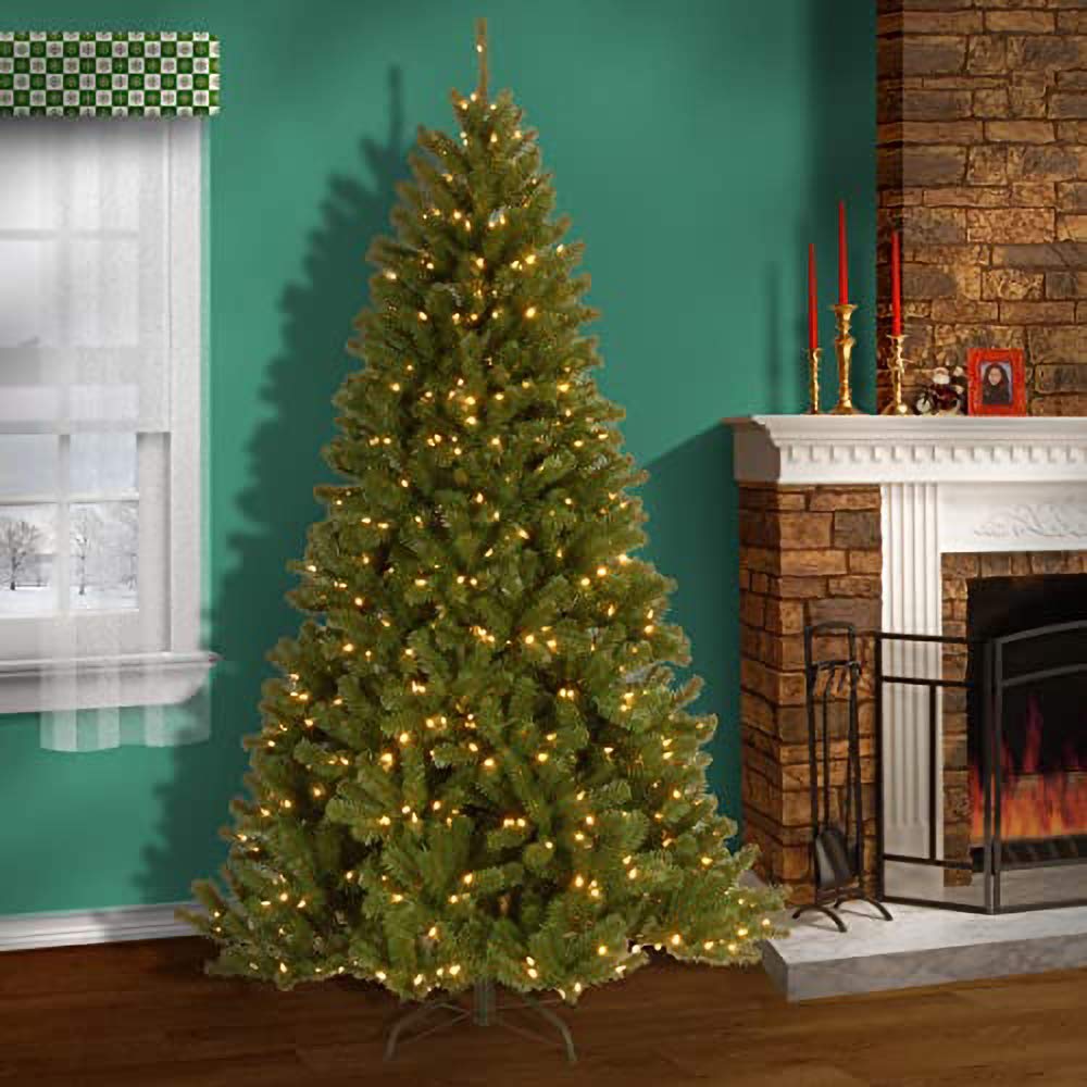 National Tree Company Pre-Lit Artificial Full Christmas Tree, Green, North Valley Spruce, White Lights, Includes Stand, 4.5 Feet