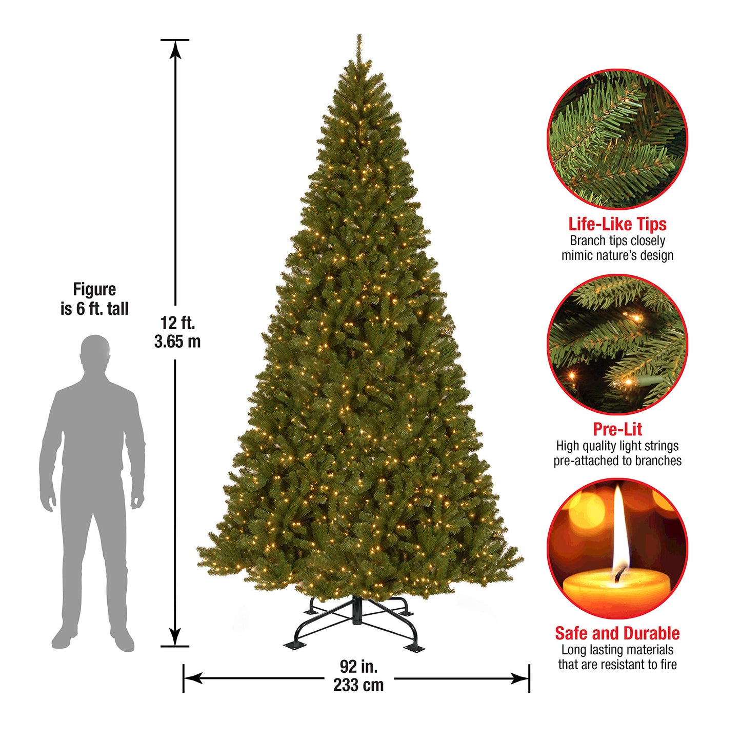 National Tree Company Pre-Lit Artificial Full Christmas Tree, Green, North Valley Spruce, White Lights, Includes Stand, 4.5 Feet