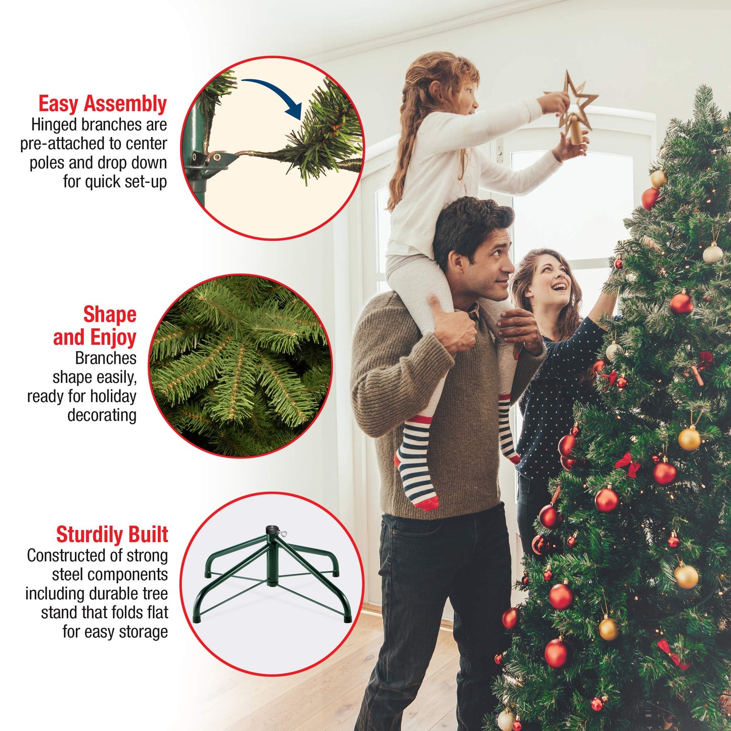 National Tree Company Pre-Lit Artificial Full Christmas Tree, Green, North Valley Spruce, White Lights, Includes Stand, 4.5 Feet