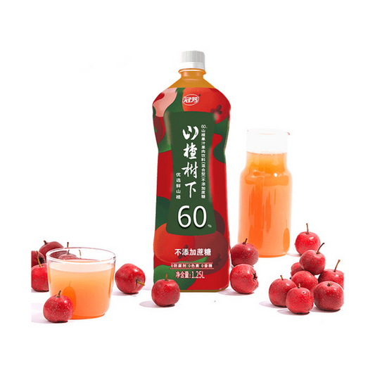 山楂果汁  0防腐0蔗糖 果汁浆60%+（6大瓶 1.25升/瓶）